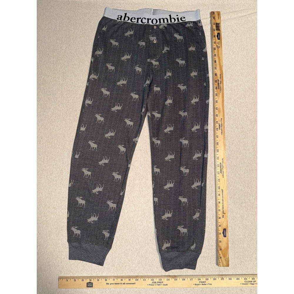 abercrombie kids girls 15/16 Long John Pajama Pant With Moose Pattern Gray And B